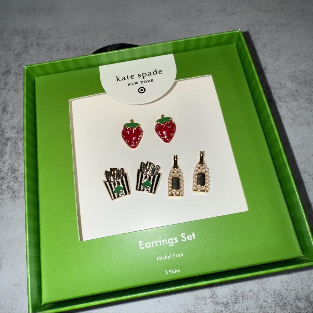 kate spade x Target French Fry, Strawberry, Champagne Earring Set